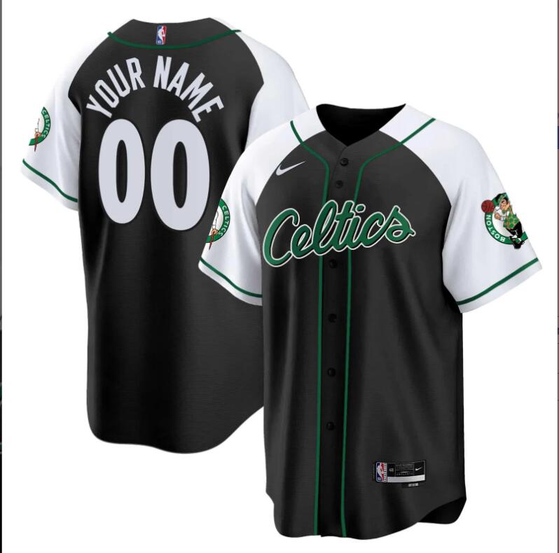 Men Boston Celtics Baseball Custom black NBA Jersey V2